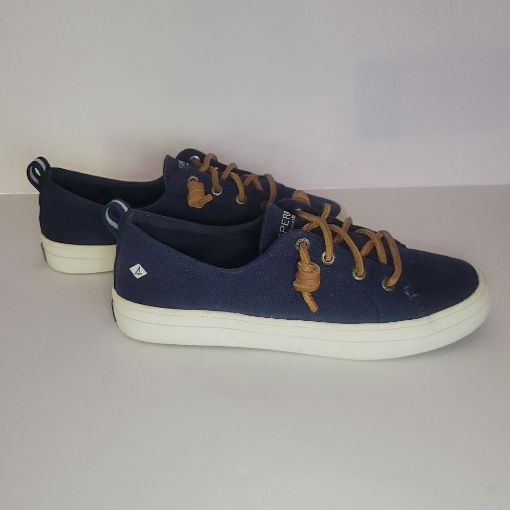 Sperry® Womens Crest Vibe Navy Canvas Ankle Boat Shoes - Picture 7 of 13
